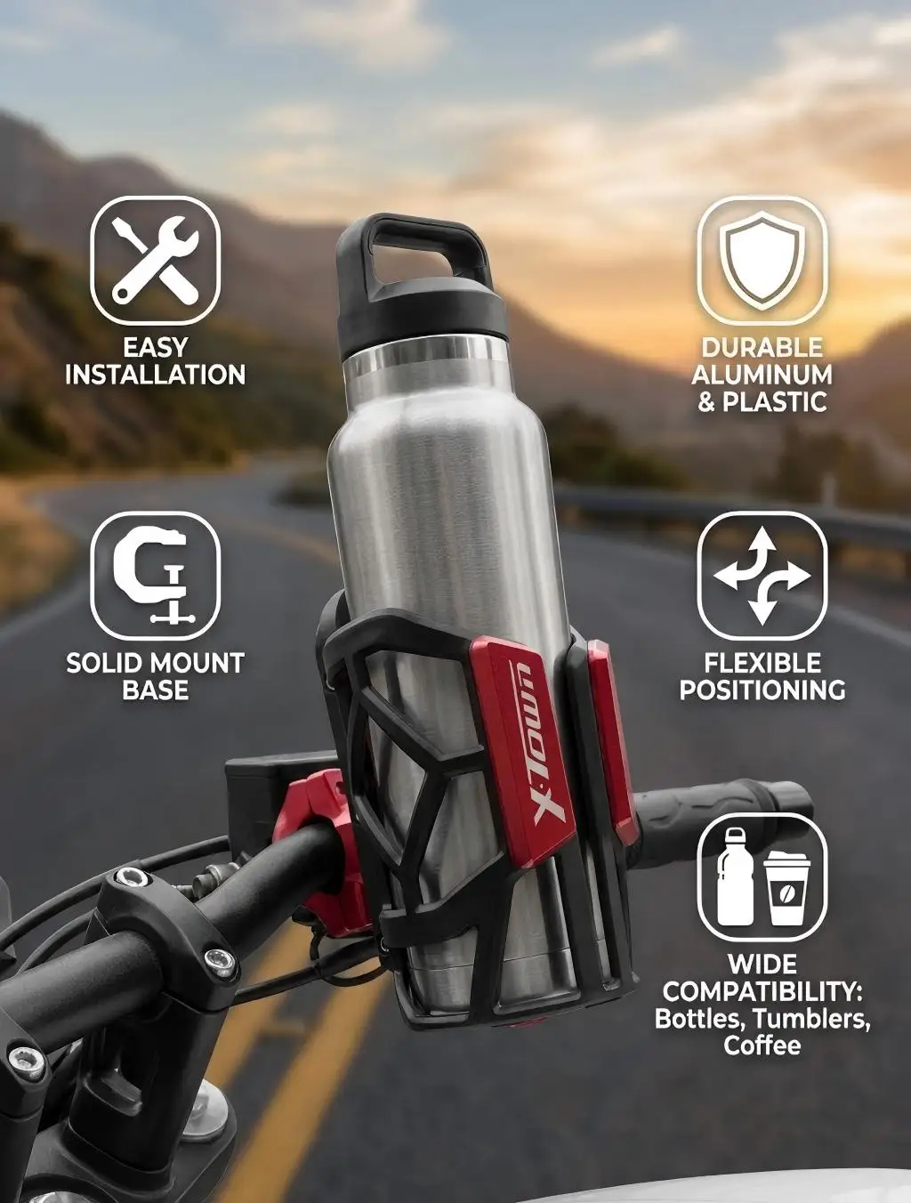 

Для KYMCO X-TOWN xtown 125i 250i 300i X TOWN 2018 2019 2020 2021 Универсальный высококачественный держатель для напитков/воды для мотоцикла