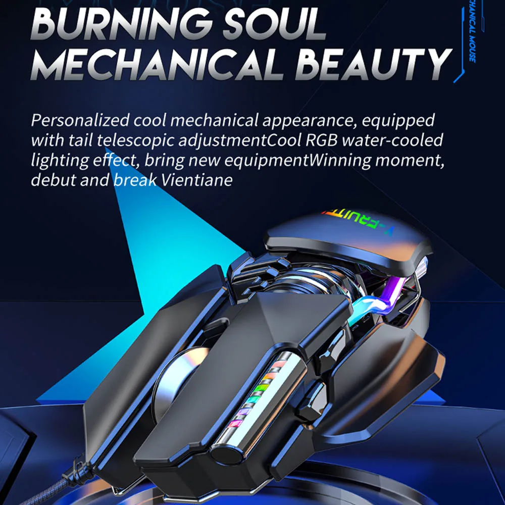 Wasser Kühlung Wired Gaming Maus 12800DPI Computer Mäuse RGB Gamer Ergonomische 6 Taste LED Für PC Laptop