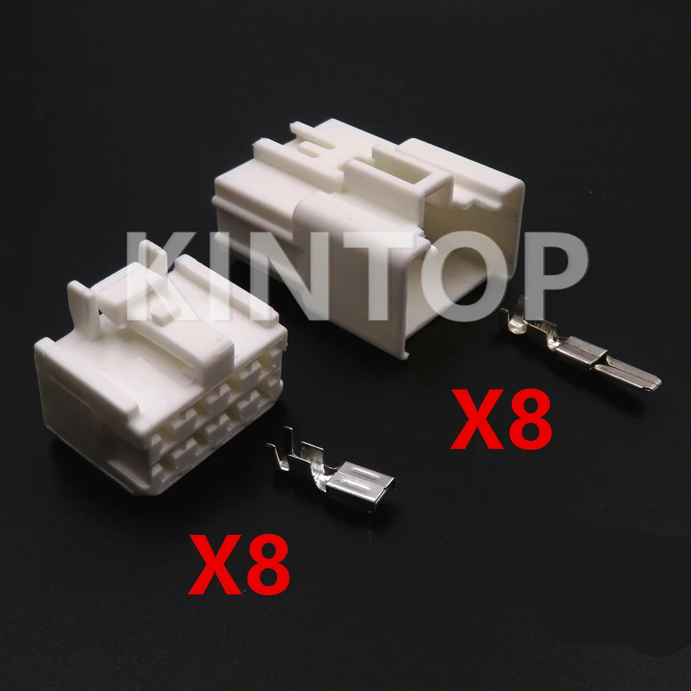 1 Set 8 Pins AC Assembly Car Socket White Male Plug Female Socket 90980-11615 Unsealed Connector With Wires Automotive Parts