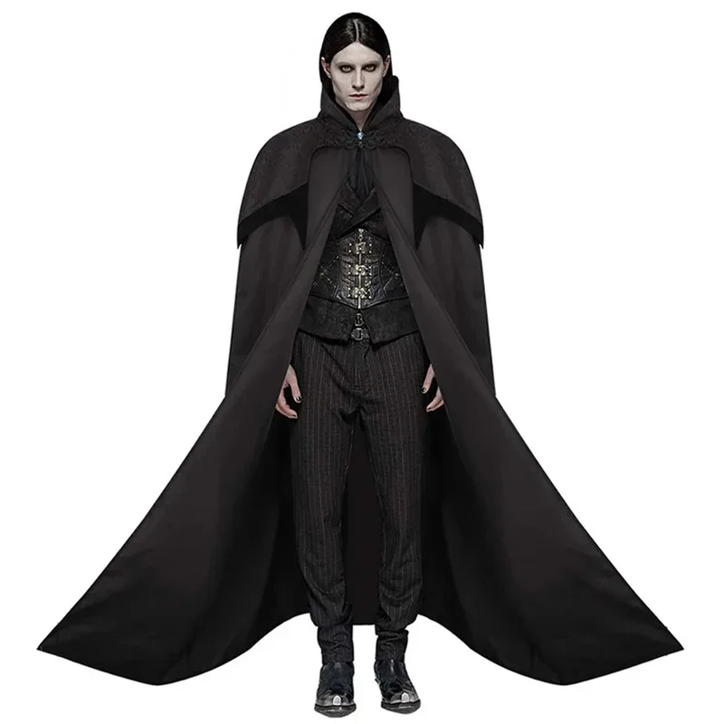 Trajes cosplay de cavaleiro medieval para homens Trajes de pirata Capa retrô com capuz Robe de vampiro Robe longo Festa de carnaval