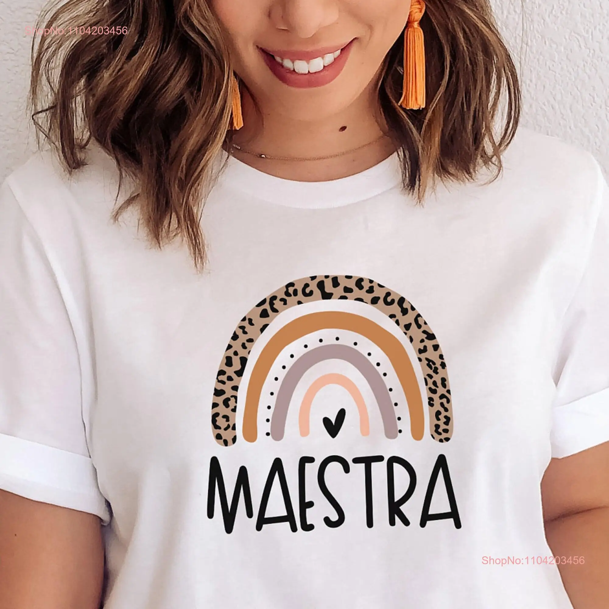 Maestra Spanish Teacher T shirt BROWN RAINBOW Latina Mexican Bilingual Dual Immersion for Women long or short sleeves