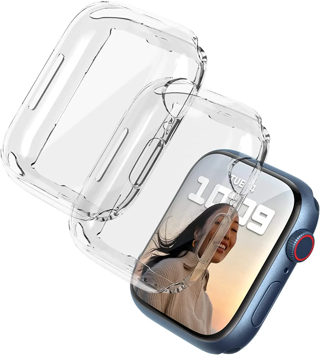 TPU-Abdeckung für Apple Watch 45 mm, 41 mm, 44 mm, 40 mm, Displayschutzfolie, Stoßstangenzubehör, iWatch-Serie 10, 9, 8, 7, SE, 6, 5, 4, 3, 42 mm, 46 mm