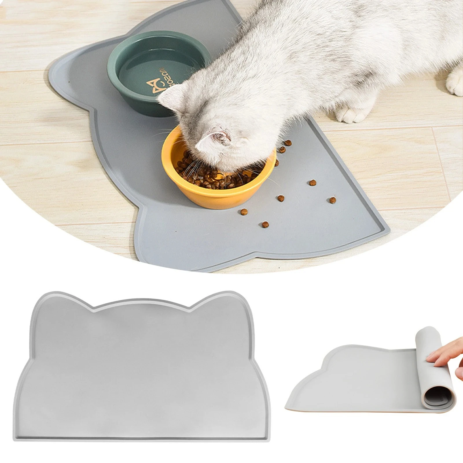 Waterproof Pet Mat For Dog Cat Solid Color Silicone Pet Food Feeding Pad Pet Bowl Drinking Mat Portable Dog Feeding Mat Placemat