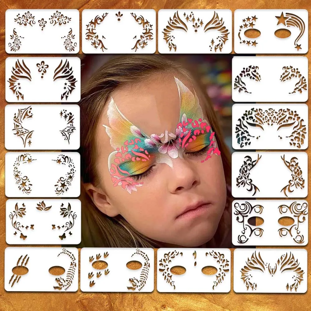 

Hollowed Face Paint Templates Hand Painting Easily Use Body Art Paint Stencils Stage Performance Makeup Reusable