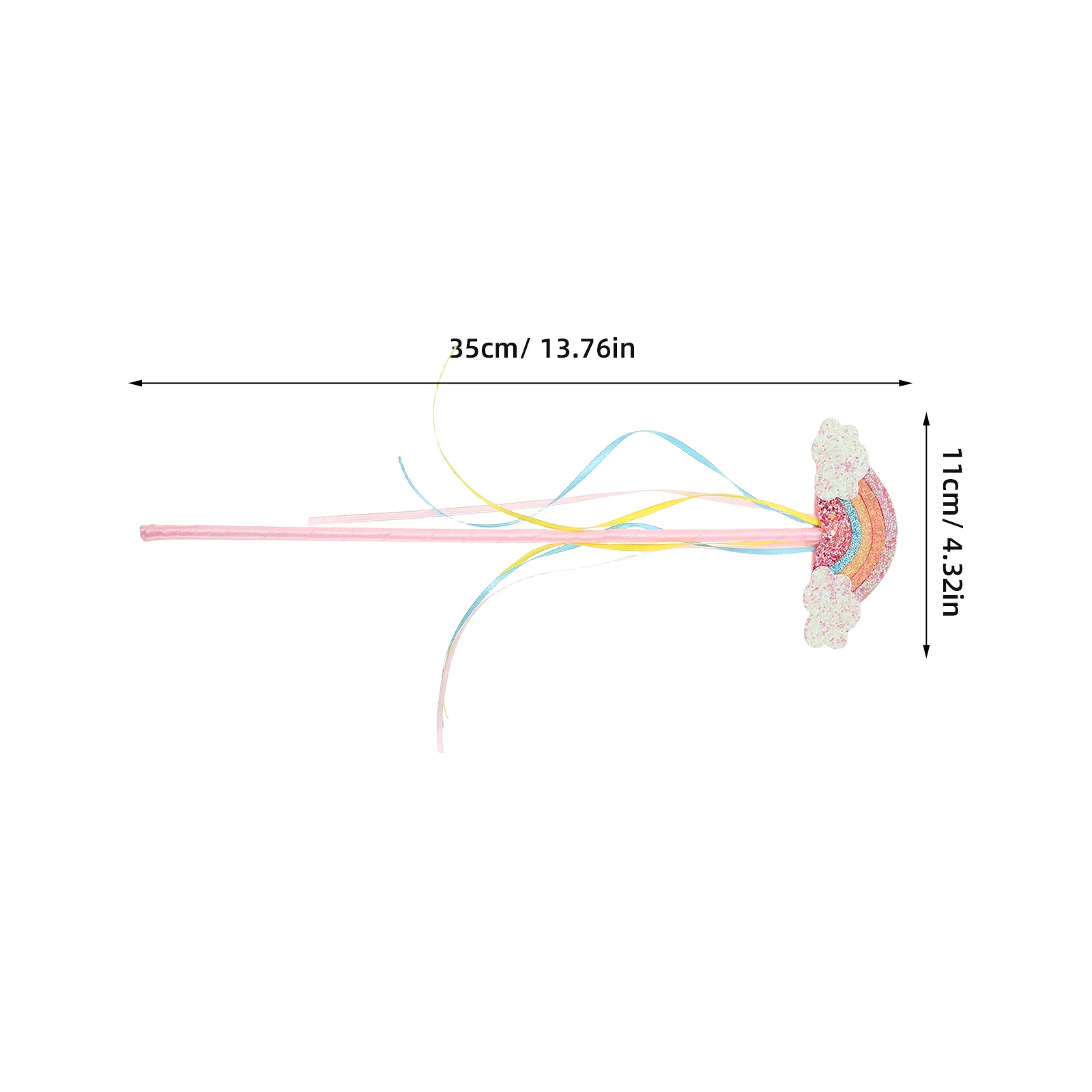 プリンセスレインボーワンド、鮮やかなストリーマー付き、キラキラ輝く妖精のドレスアップアクセサリー、子供の仮装パーティーや想像力豊かな遊びに