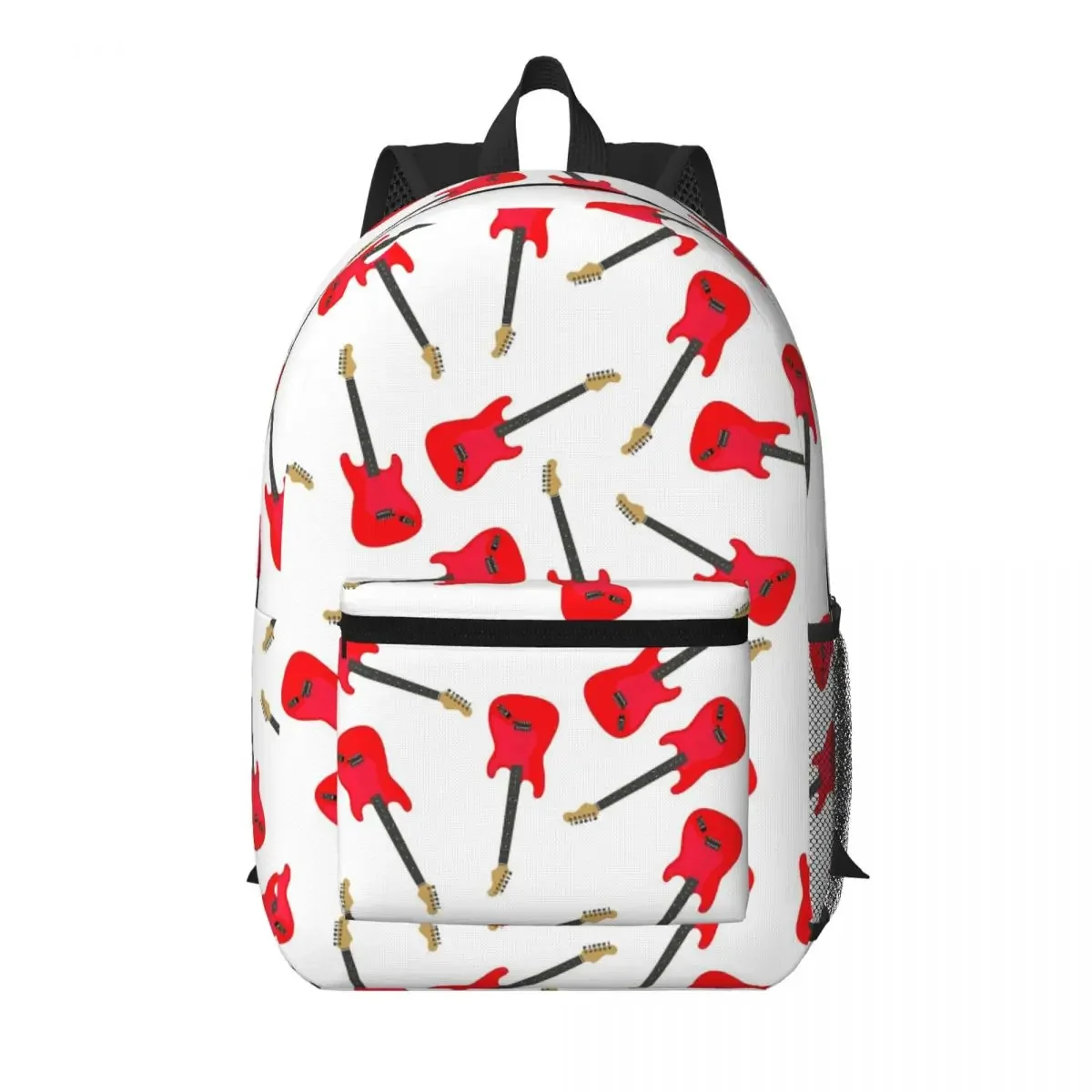 Red Cartoon Electric Guitar Student Backpack School Bag Hiking Travel Daypack for Boys Girls Bookbag Shoulder Bags