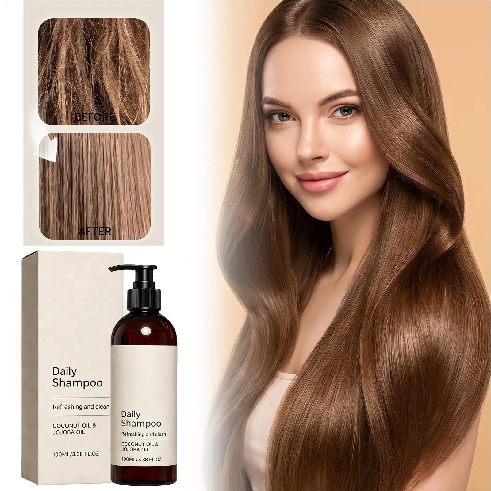 100ml Gentle Clarifying Shampoo,Volumizing Nourishing Hair Wash For Fine Frizzy Hair, Scalp Soothing Anti-Frizz Travel Size Care