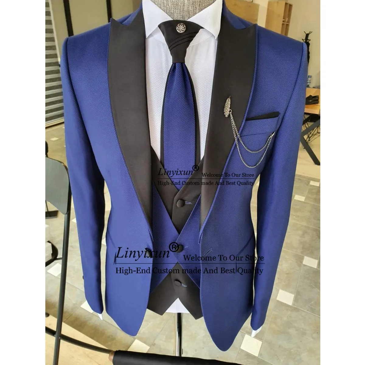 

Gentleman Men Suits Slim Wedding Groom Tuxedos 3 Piece Jacket Vest Pant Sets Business Blazer Banquet Terno Masculinos Completo