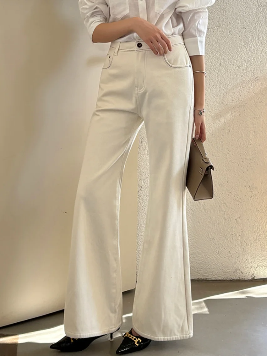 Alien Kitty 2025 nouveau jean évasé en peluche femmes hiver Denim taille haute décontractée Streetwear mince élégant tout Match bureau dame