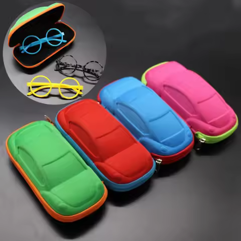 Children Car Shaped Glasses Case Cute Glasses Strage Bag Box Cases Kids Sunglasses Cases Automobile Styling Zipper Bags