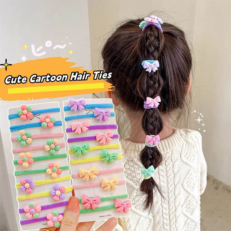 30Pcs/Set Children Girl Hair Bands Cute Cartoon Elastic Kid Hair Accessories Not Hurt Baby Girl Head Rope Tie Headdress A1186