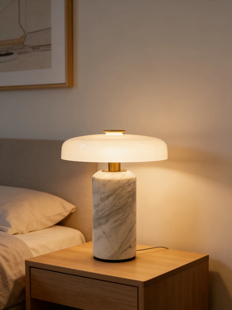 Natural White Marble Table Lamp Atmosphere Home Glass