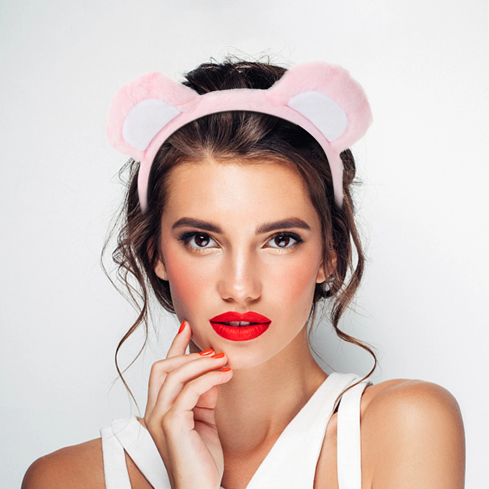 

Bear Ears Headband For Women Teen Cute Animal Ear Headbands Cosplay Party Favor Halloween Costume Accessories Soft