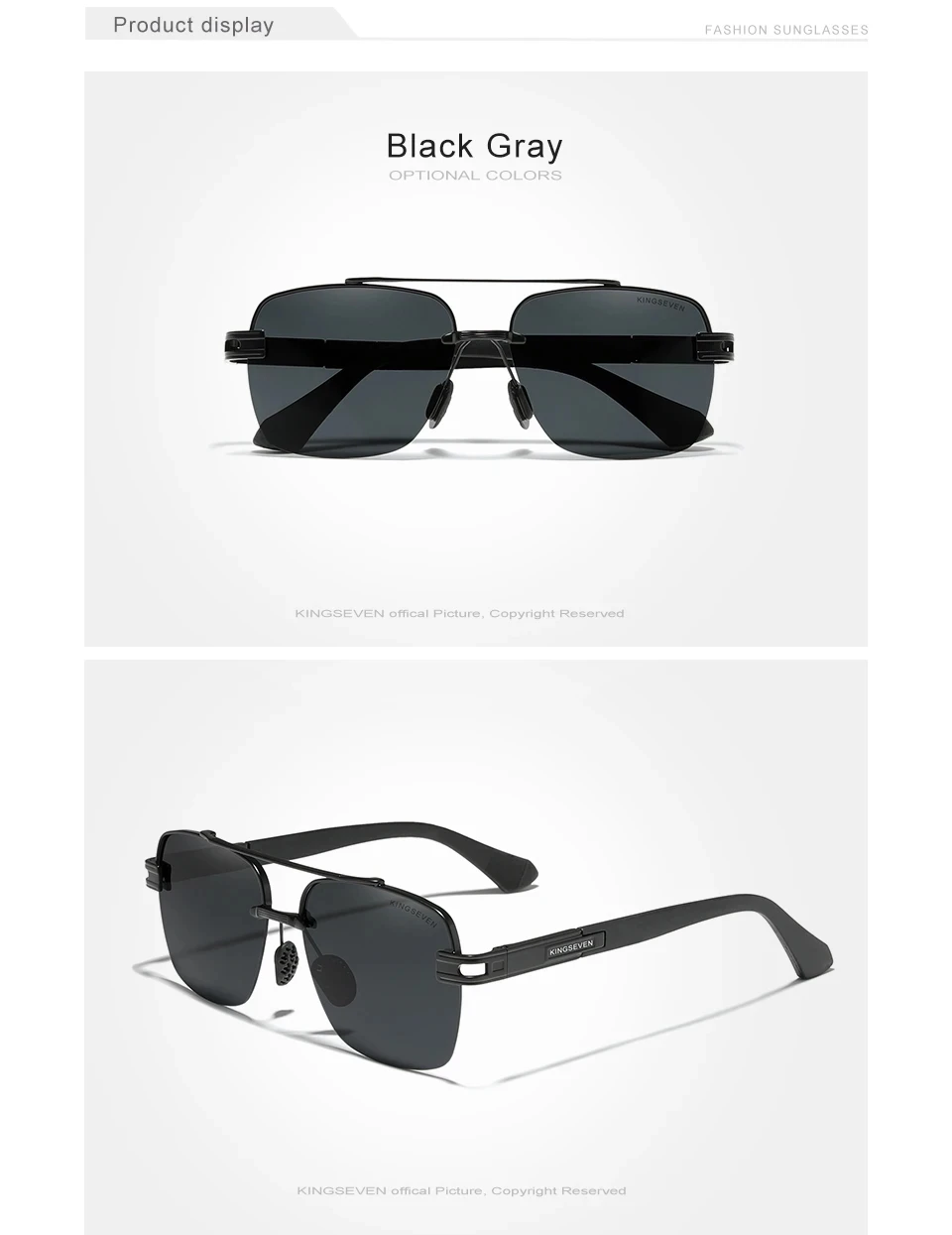 Kingseven New Design Sonnenbrille für Männer polarisierte UV400 Gradient Linse Brille Mode Frauen quadratische Retro Half Frame Brille – Detail 4