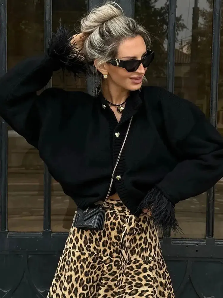 

Autumn Women Chic Solid O-Neck Long Sleeve Knitted Jacket Women's Furry Splicing Single-breasted Cardigan Sweater Mujer