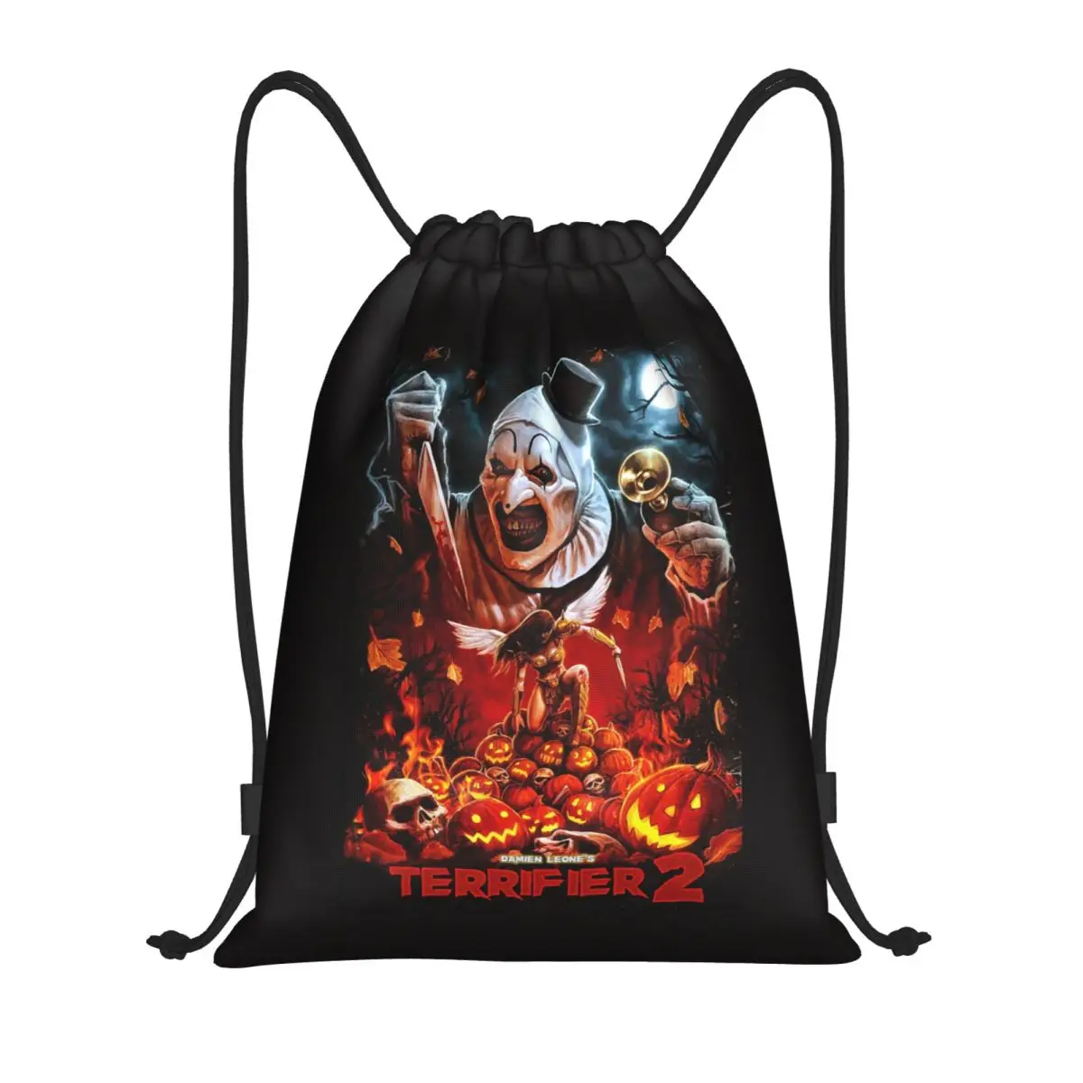 Custom Terrifiers Halloween Horror Movie Drawstring Bags for Shopping Yoga Backpacks Men Women Sports Gym Sackpack
