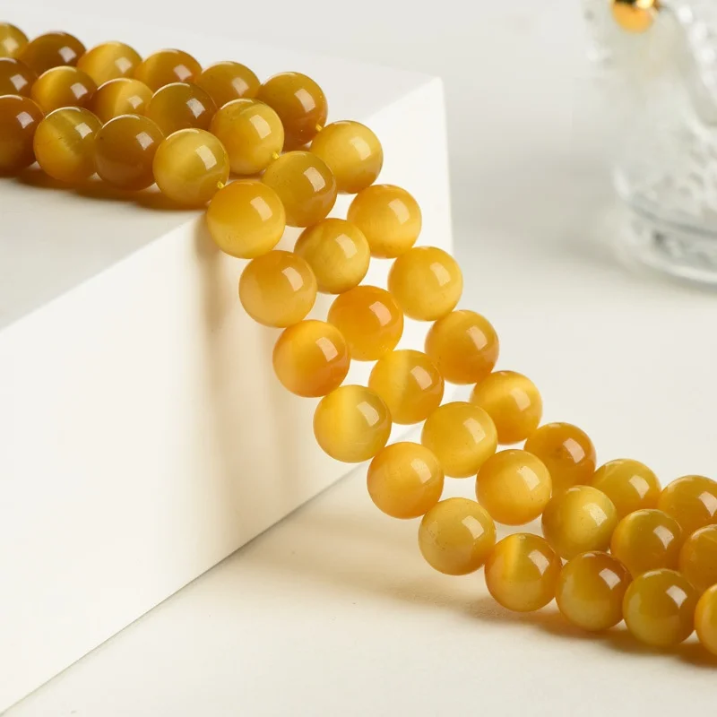 Natural Golden Tiger's Eye Beads,4 6 8 10mm Round Loose Beads DIY Charms Bracelet Necklace Accessories for Jewelry Making