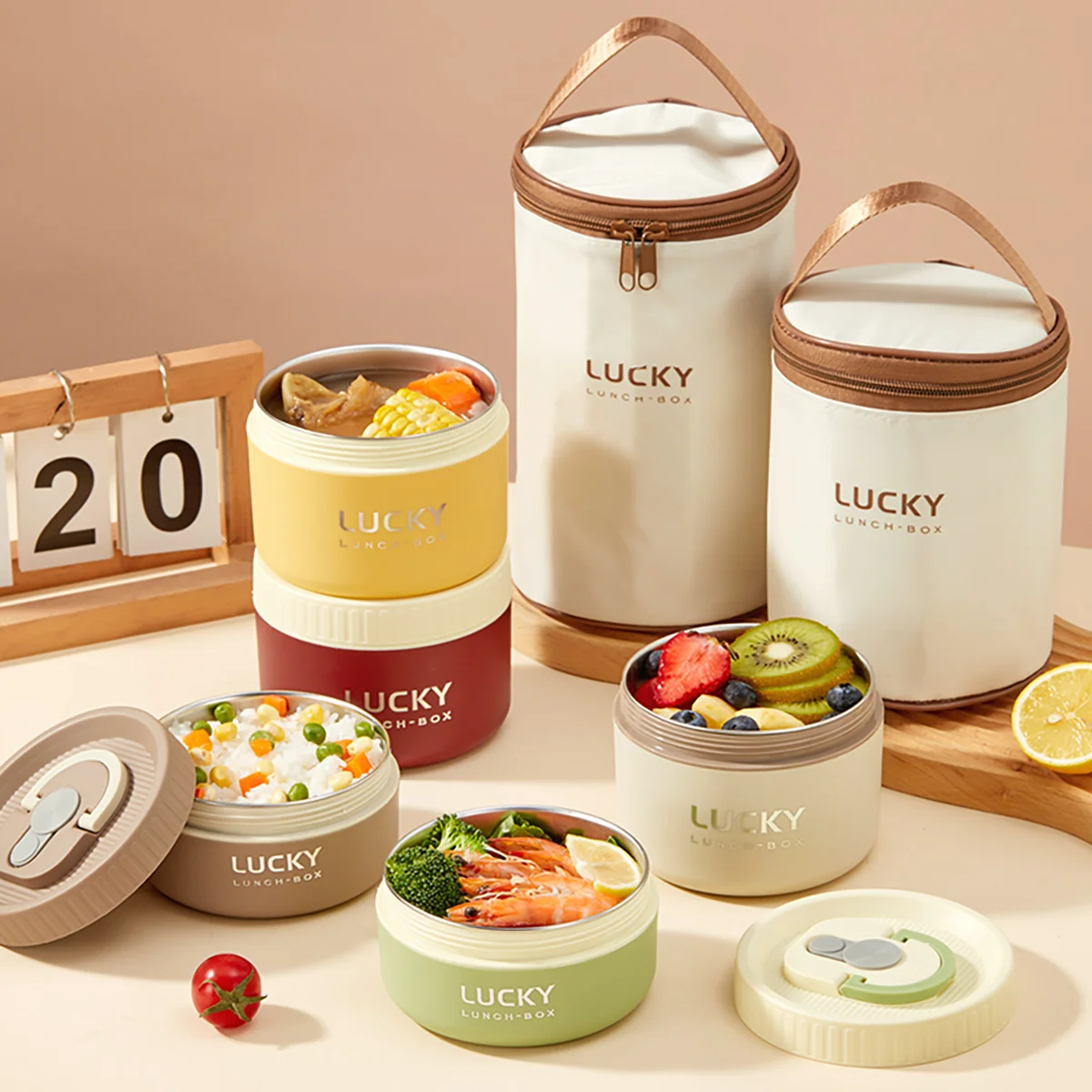 304 Stainless Steel Insulated Bento Box Microwave Heatable Round Sealed Thermal Lunch Box For Kids Students Food Container