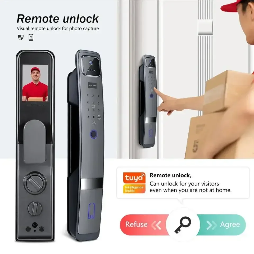 Imagem -03 - Smart Fingerprint Door Lock com Câmera Digital 3d Reconhecimento Facial Tuya App Inglês Russo Espanhol Português Voz Wifi