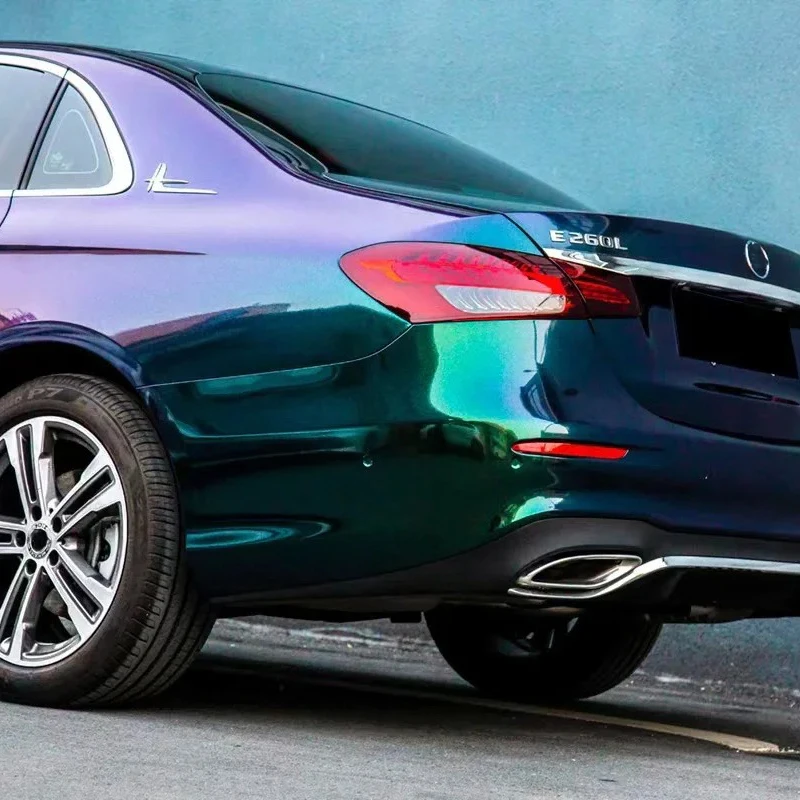 Hot Koop PET Glossy Diamond Groen Paars Kameleon Auto Vinyl Wrap Film 1.52*18 m Roll Body Kleurverschuiving verandering Vinyl Sticker