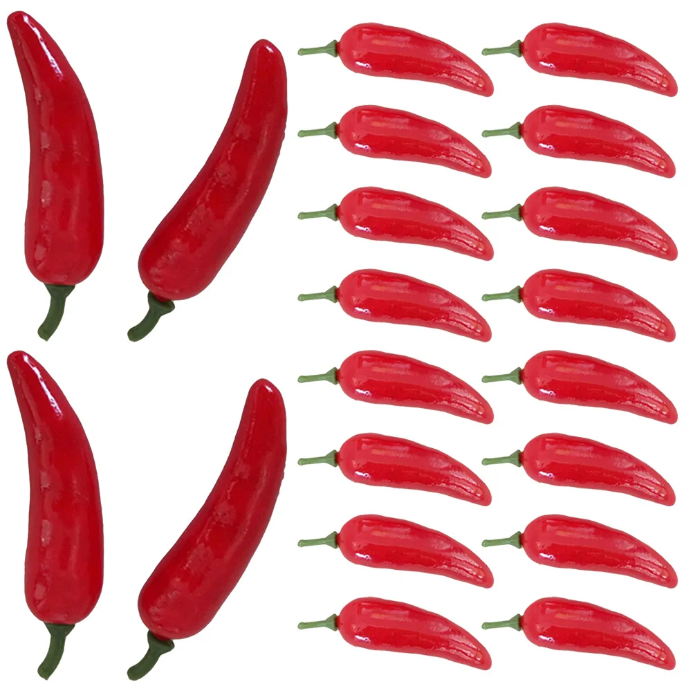 60pcs Simulation Chili Peppers Artificial Vegetable Props Red Decor Educational Tools Realistic Vegetables Display