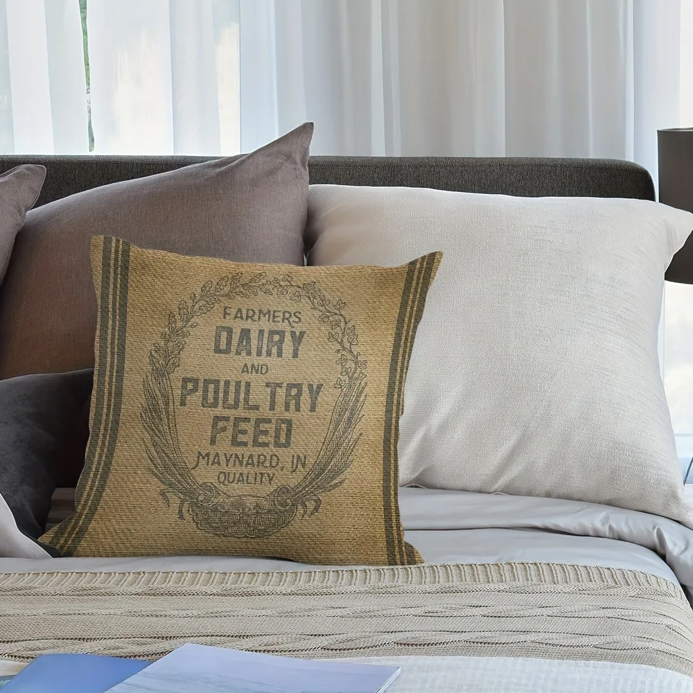 Almohada rústica con estampado de lácteos para agricultores, perfecta para decoración del hogar vintage, cojín suave y elegante para cualquier habitación o sofá