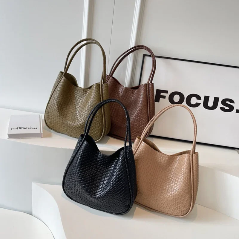 Luxury Tote Bag Woman Vintage Fashion Large Capacity Handbags Simple Casual Female Shoulder Bag High Quality Leather Bucket Bags