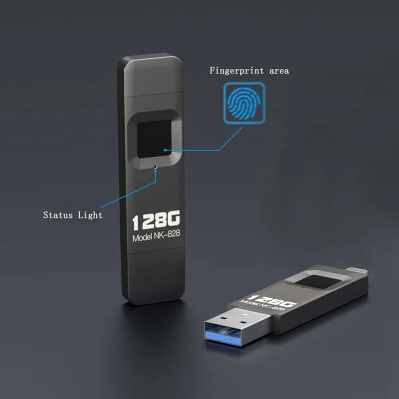 1 PCS Fingerprint Encrypted U Disk Mobile Phone Computer Dual-Use 128G For Iphone/Ipad