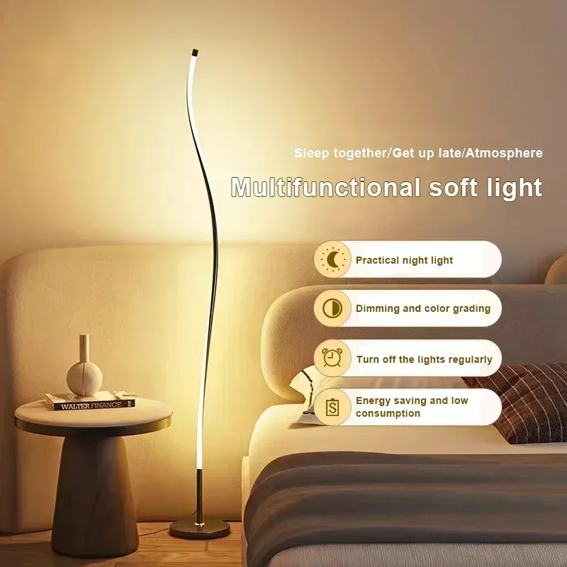 LED Floor Lamp RGB 150cm Long Strip Vertical Lighting Remote Control Dimmable Light Bedroom Living Room Sofa Corner Led Fixture