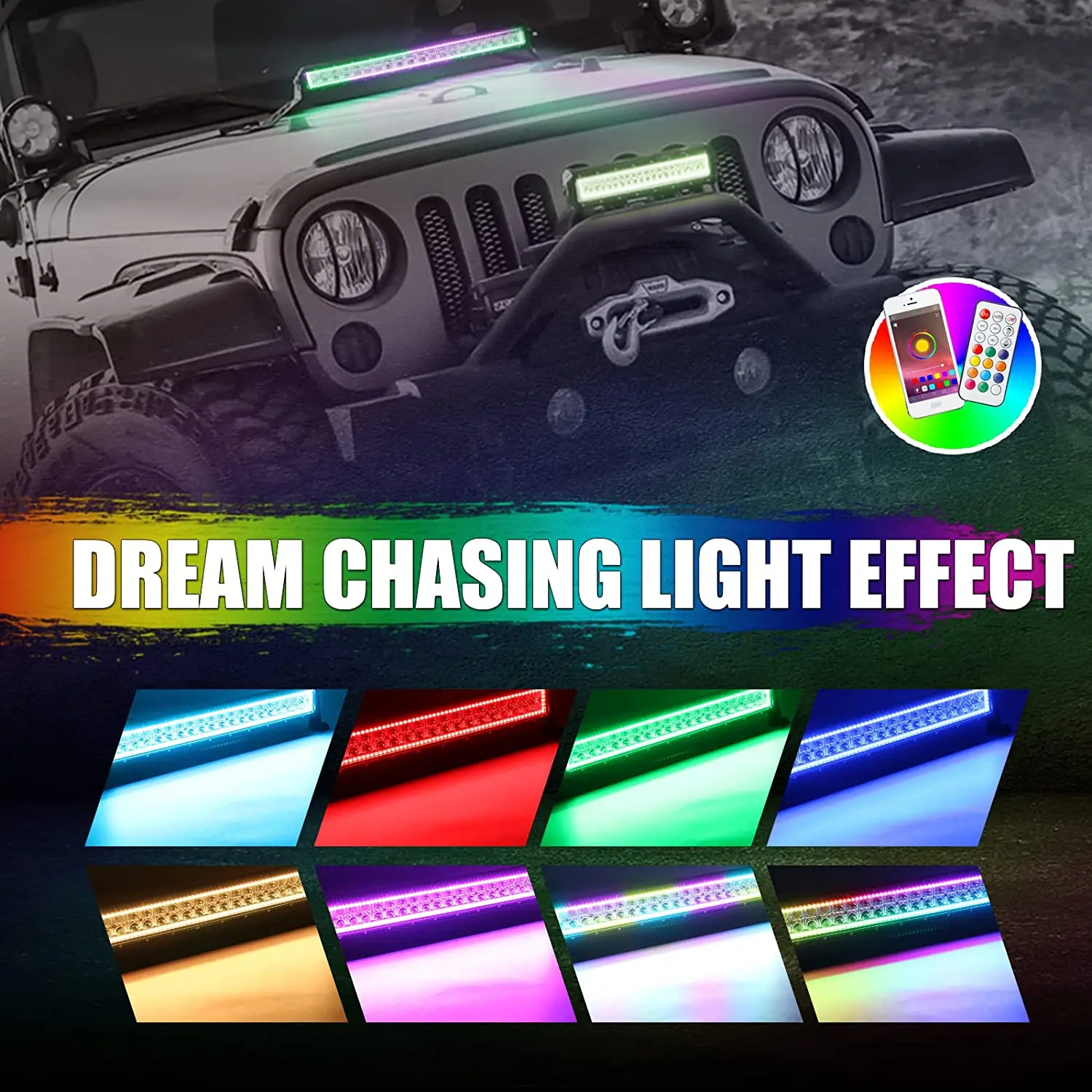 21-Inch RGB multi-color color smartphone and remote control running lights 120 watts Widely used RGB light strips