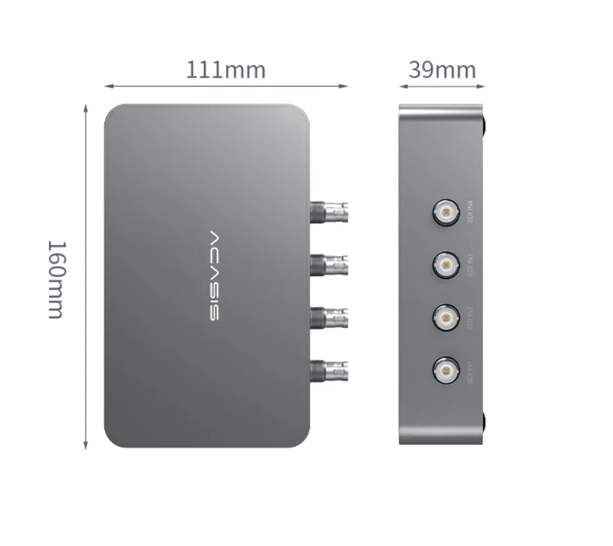 2021 Acasis Placa de captura de vídeo externa 4K60 USB4.0 4 canais SDI de alta velocidade para transmissão ao vivo