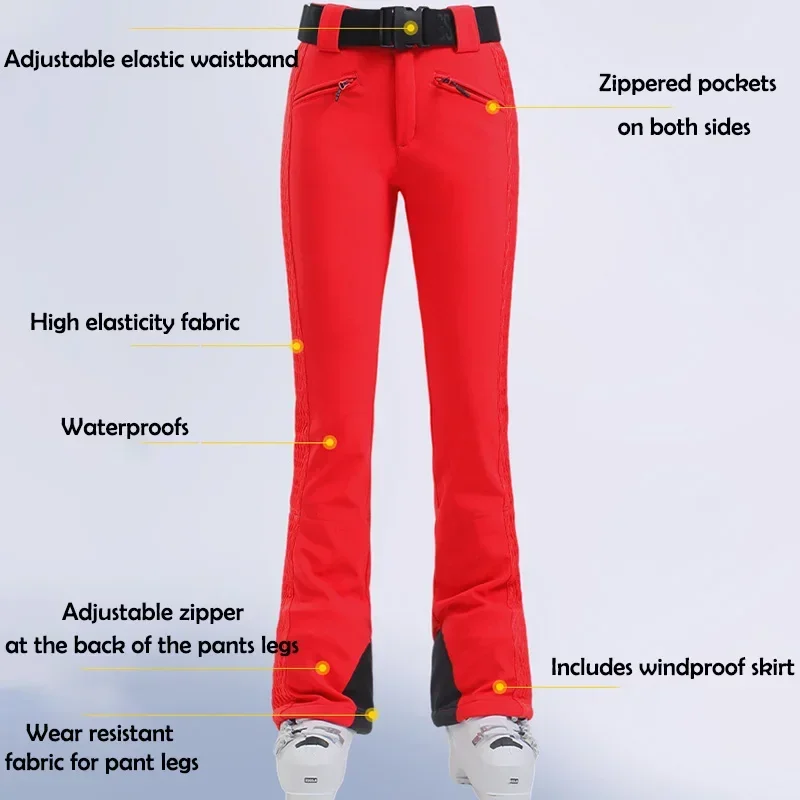 Slim Snowboard Wear Winter Mountain Ski Trousers Outdoor Skiing Pants Women Sport Ski Overall Windproof Waterproof Snow Clothing