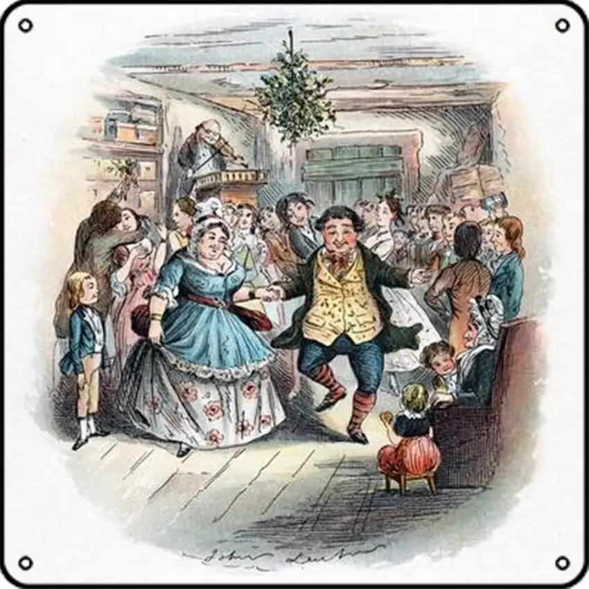 A Christmas Carol: Mr Fezziwig's Ball,1843 Vintage Metal Square Tin Sign Movie 12x12 Inch Funny plaques Coffee Club Pub Man