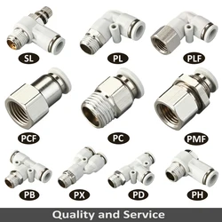 Conector De Tubo De Ar De Acoplamento Rápido, Conectores De Tubulação De Montagem Pneumática, Conexões De Mangueira Branca, Rosca BSP, 1/4, 1/2, 6mm, 8mm, Alta Qualidade