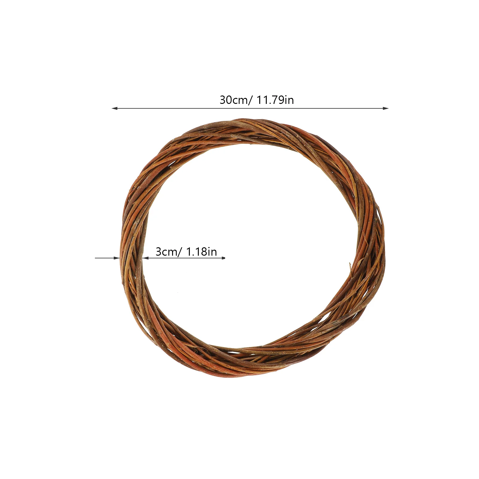 إطار إكليل منسوج من الخوص مصنوع يدويًا من مادة طبيعية على شكل دائري لصنع الحرف اليدوية لتزيين عيد الميلاد وحلقة إكليل المهرجانات #4