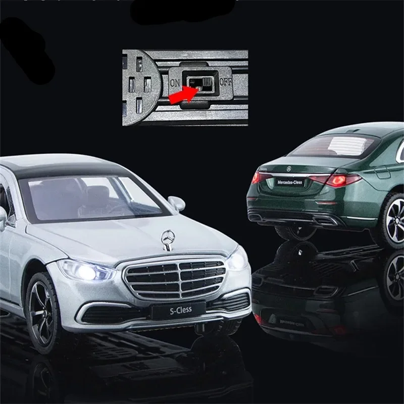 1:24 Alloy Luxy Car Model Diecast Metal Metal Toy Vehicles Car Model High Simulation Sound Light For Maybach S400 Kids Toy Gift