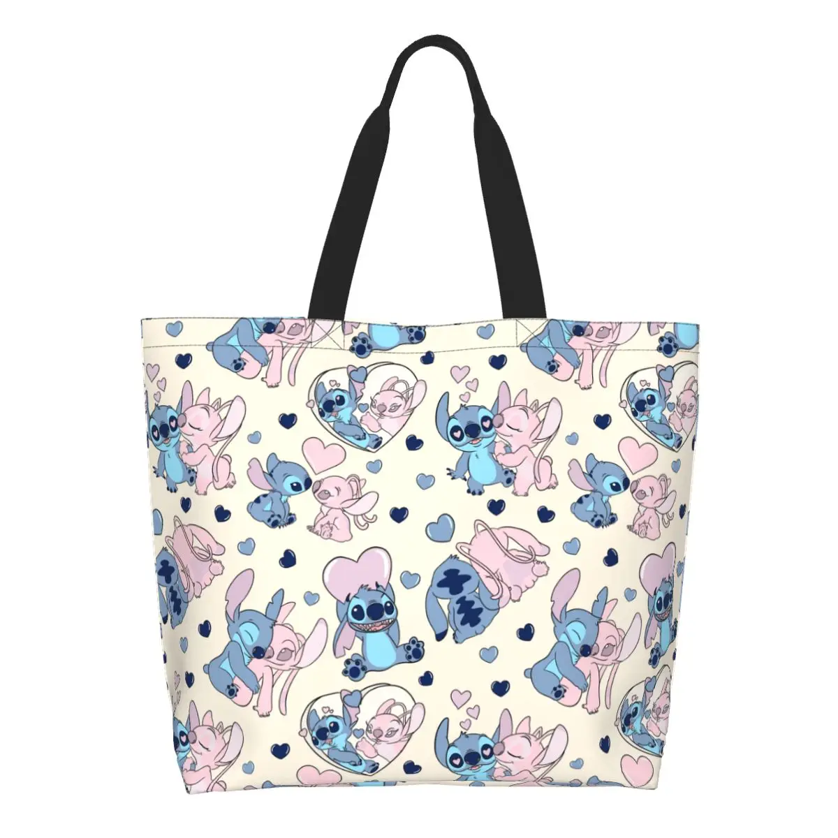 Street Womens Stitch und Angel Love Tote Einkaufstasche große Kapazität leichte Handtaschen