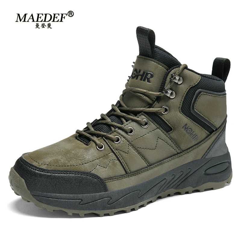 

MAEDEF Men Boots Autumn Winter High Top Boots Outdoor Climbing Training Shoes Hiking Camping Breathable Walking Jogging Sneakers