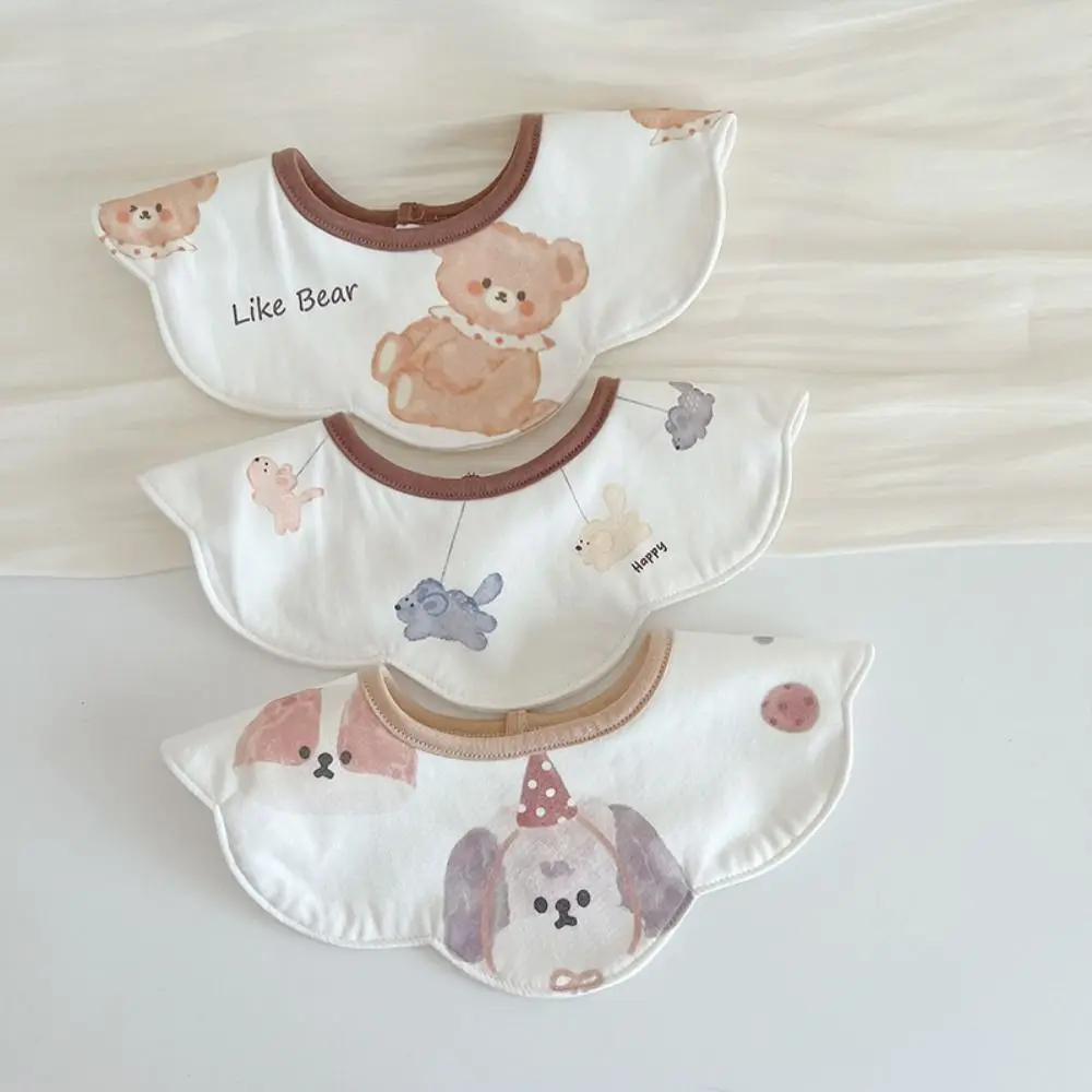 

Cartoon Anti-vomiting Bibs Cotton Yarn Rotatable Baby Cotton Bibs Round Neck Flower Shape Baby Drooling Bibs Feeding Accessories