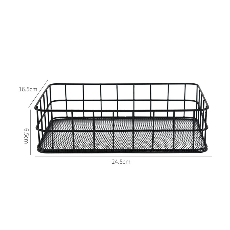 Nordic Metal Wire Storage Basket Office Desktop Sundries Makeup Brushes Holder Box Table Cosmetics Organizer Iron Basket