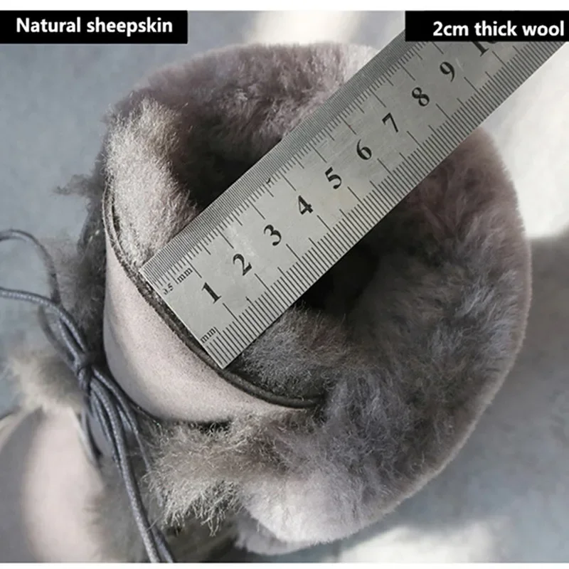 Australia Boots Women 2023 Genuine Sheepskin Leather Snow Boots Wool Boots Sheep Fur Flat Anti-skid Warm Winter Shoes 42