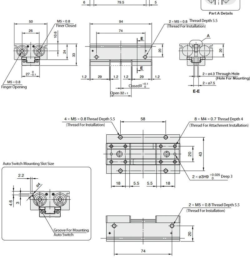 MHF2-8D MHF2-10D MHF2-12D MHF2-16D MHF2-20D Niederprofil-Luft-Parallelgreifer Pneumatischer Zylinder Pneumatischer Greifer – Detail 16
