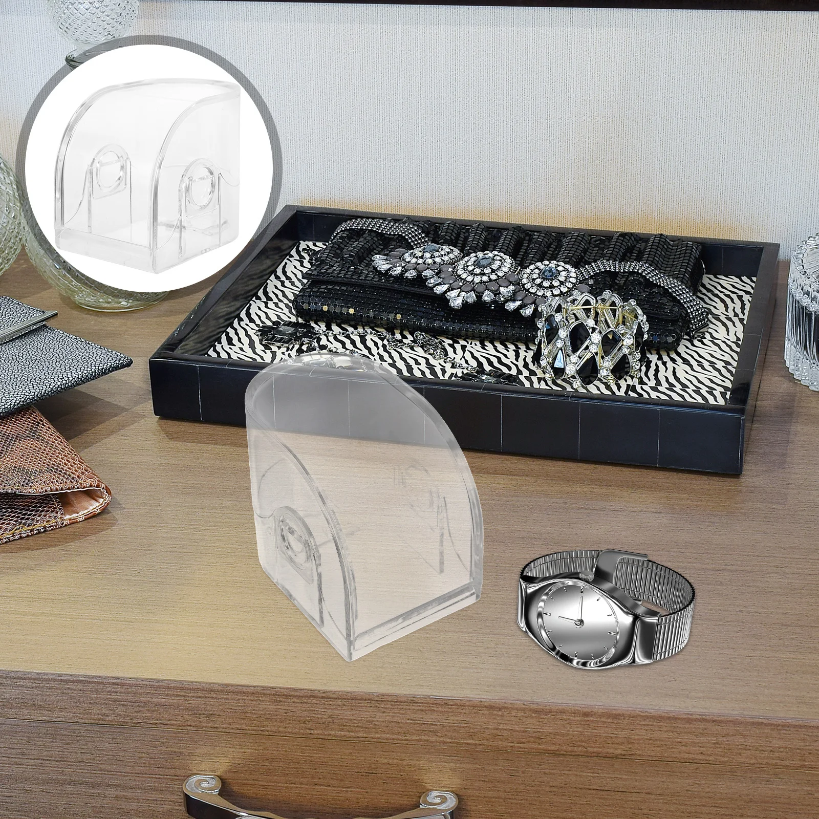 

Watch Box: Single Acrylic Display Case Square Travel Holder For Men Women Watch Storage Organizer Display Stand Lightweight