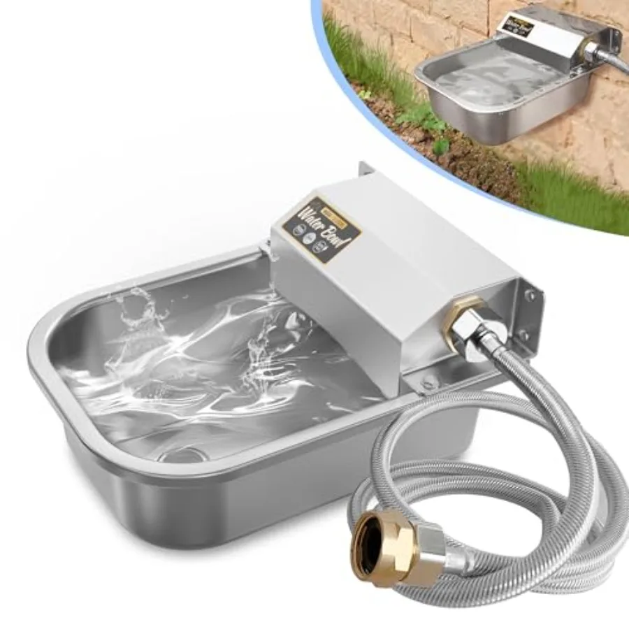 

Automatic Water Dispenser for Dogs 3L/101 oz 304 Stainless Steel Dog Water Feeder Auto-Fill Large Waterer for Pets and Livestoc