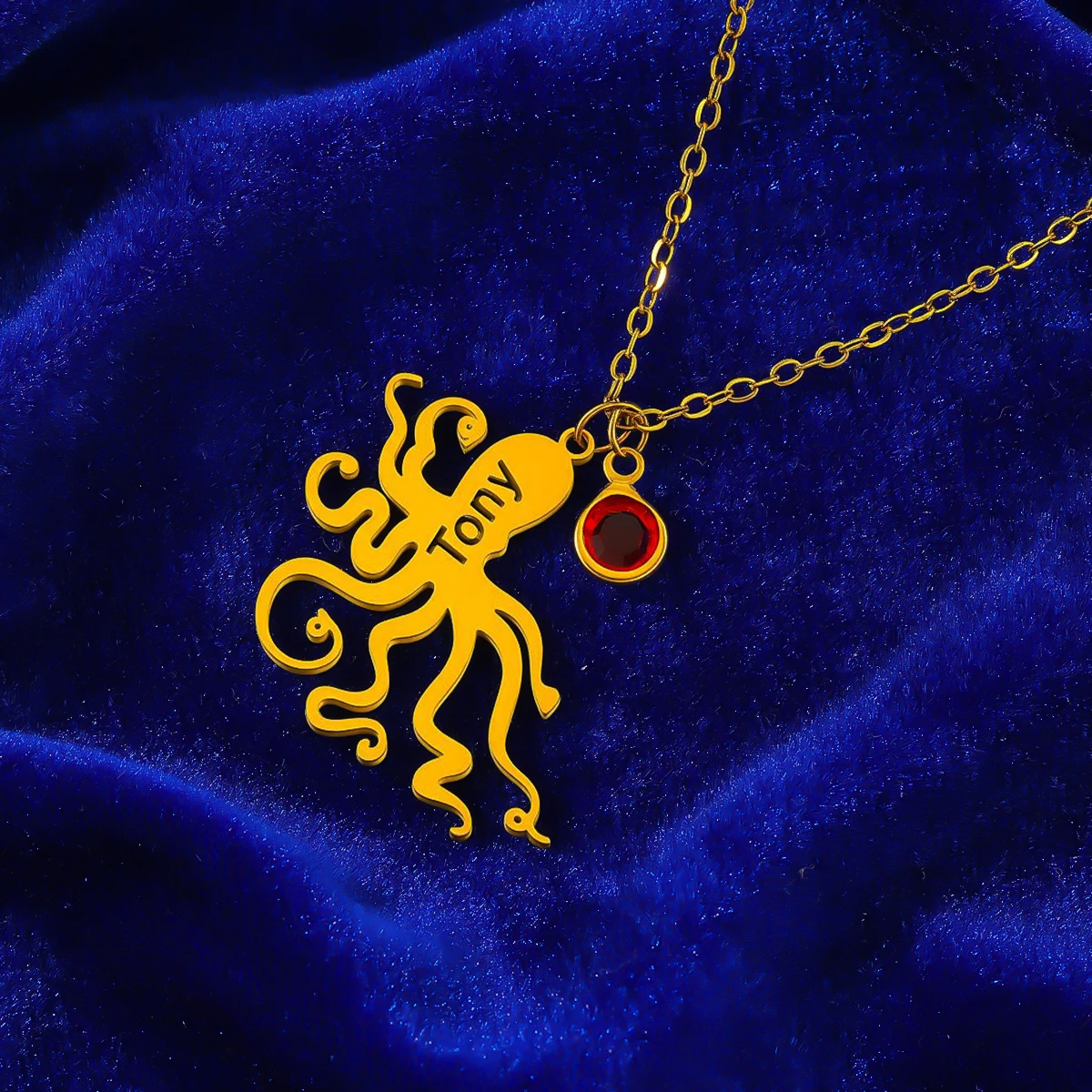 Personalized Custom Name Stainless Steel Ocean Octopus Pendant Jellyfish Marine Life Necklace Chokers Jewelry Gift