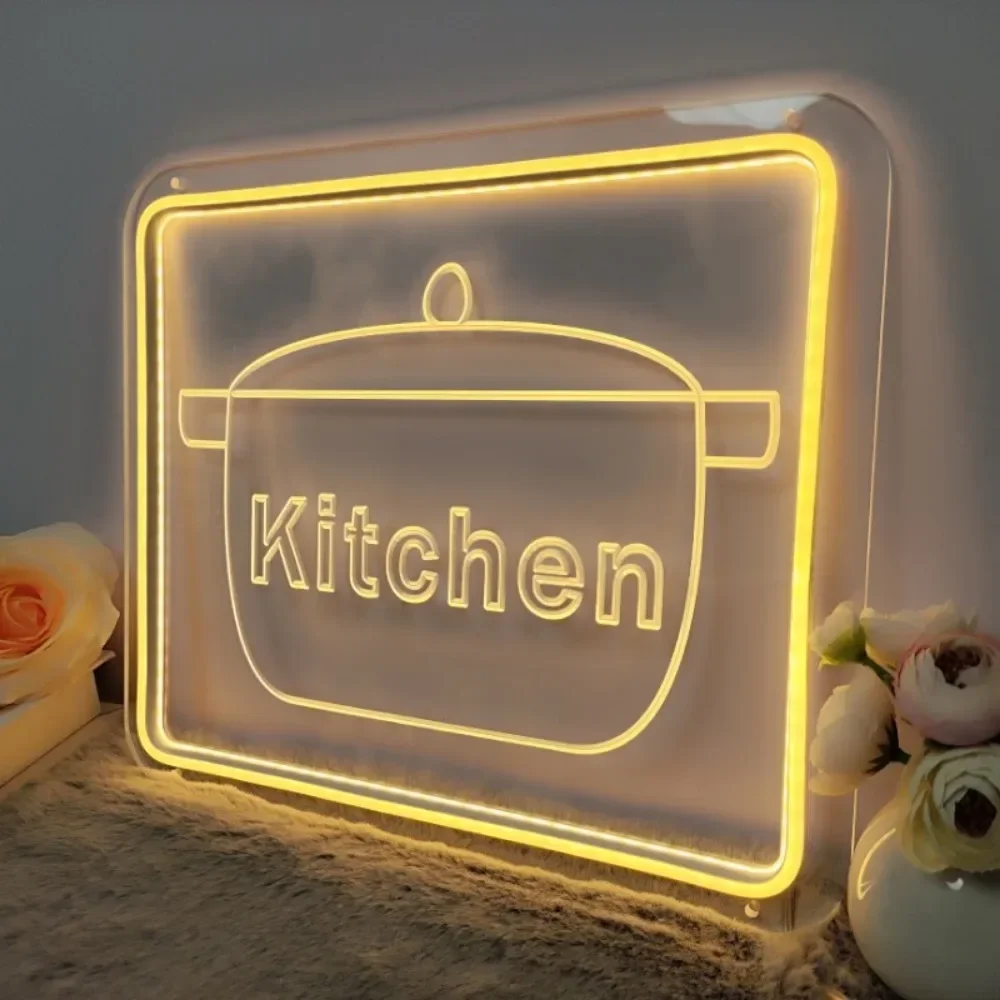 3D Carve Neon Sign Personalised LED Neon Lights Kitchen sign Wall Decoration Decors Aesthetic 12 Colors with Dimmer Switch