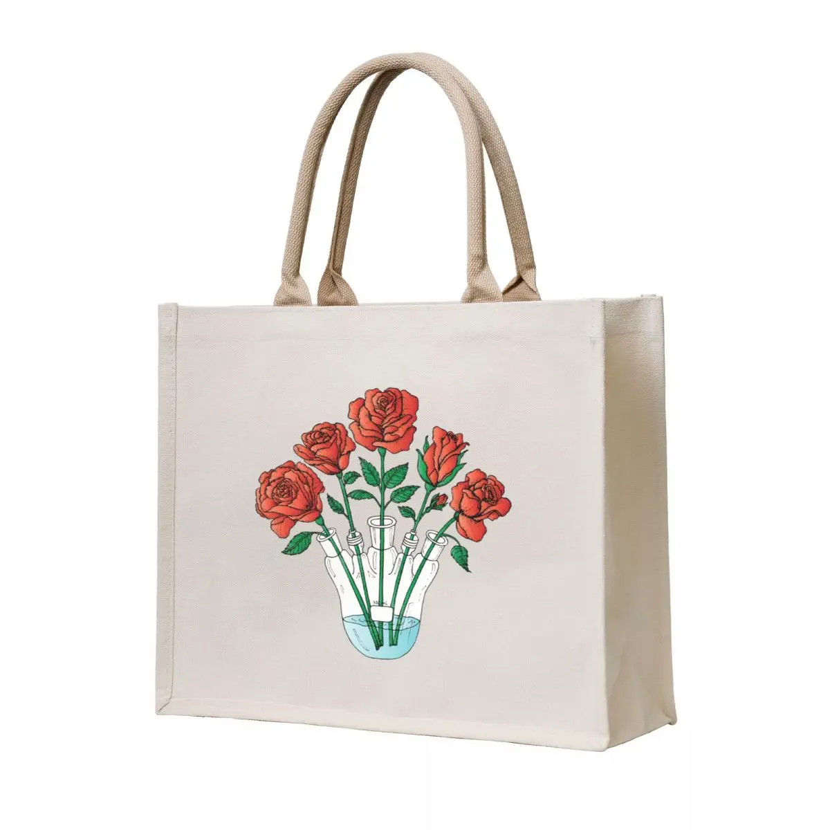 

Roses in Electrochemical Flask Tote Bag Women's handbag foldable reusable bag hand bag