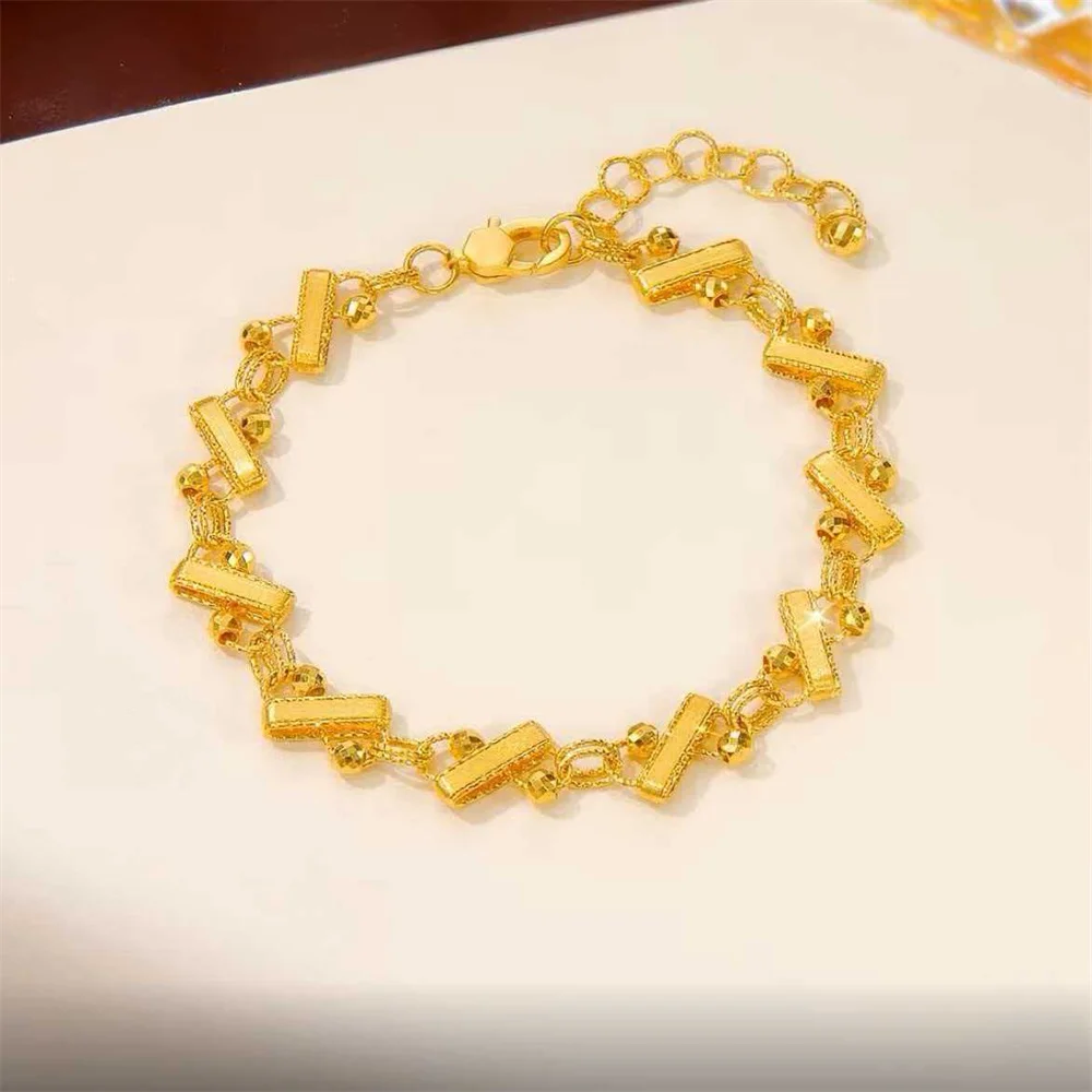 14K Gold‑Plated Stainless Steel Bracelet for Women,Sparkling Disco Ball Bead Chain Luxury Hand Jewelry Gift Wholesale