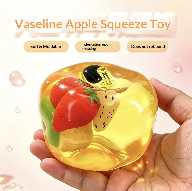 2026 Large Slow‑Rise Apple Squishy Toy Vaseline Simulation Fruit Squeeze Toy Stress Relief Fidget Sensory Anti‑Anxiety Food Play