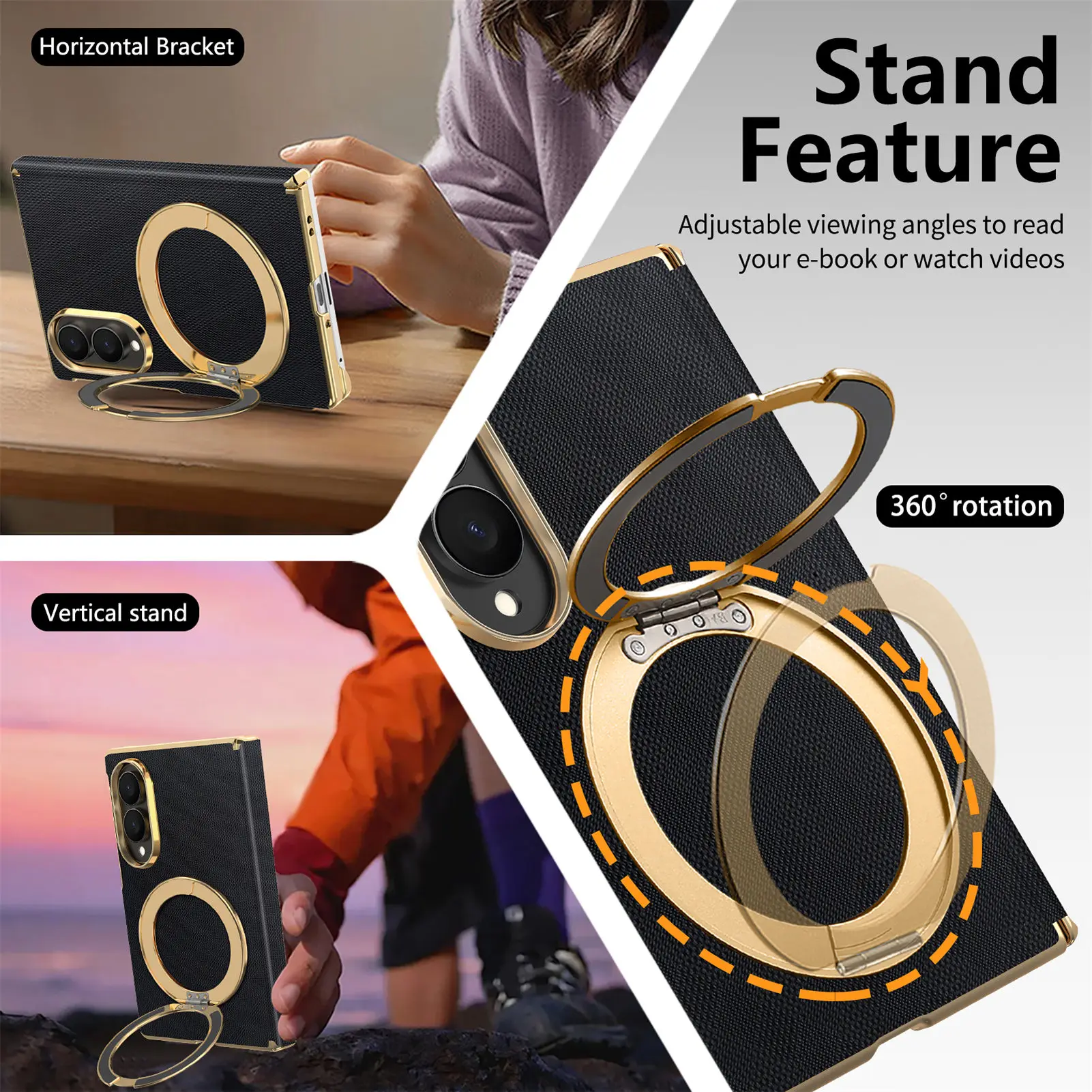 For Samsung Galaxy Z Fold 8 Wide 5G Case Luxury Electroplated Magnetic Wireless Charging Rotating Bracket Shockproof Back Cover